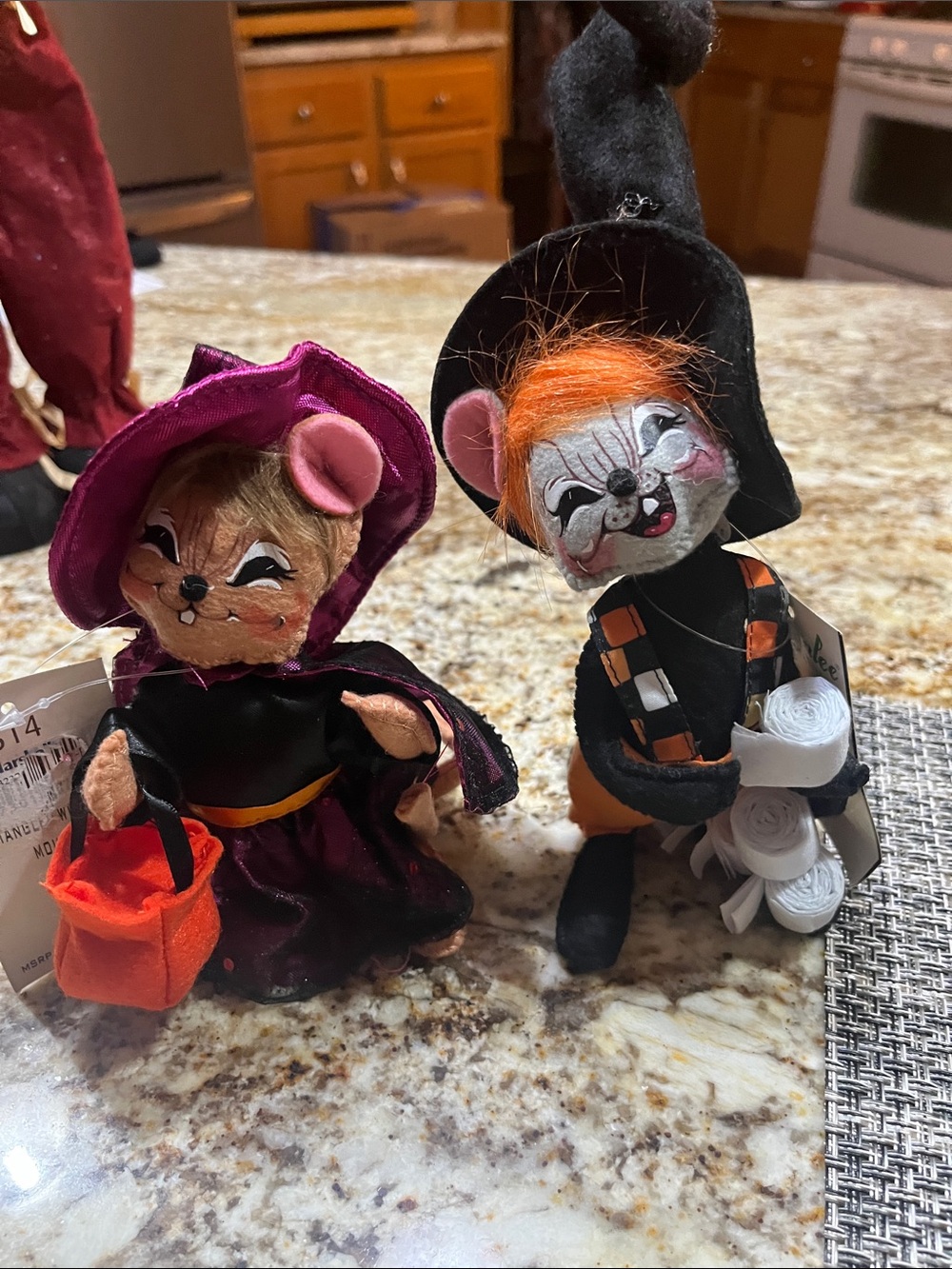 Annalee Purple Witch and Black-Accented Orange-Haired Wizard Mouse Pair